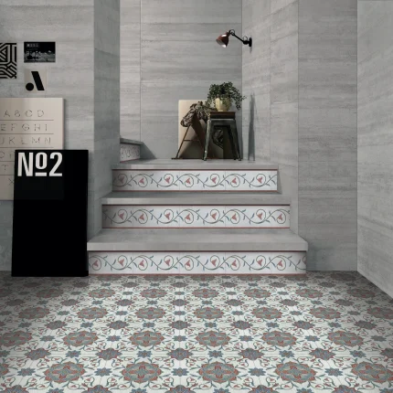 Vintage floral staircase tiles