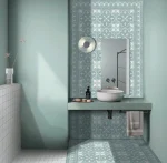 Mint green bathroom decor tiles