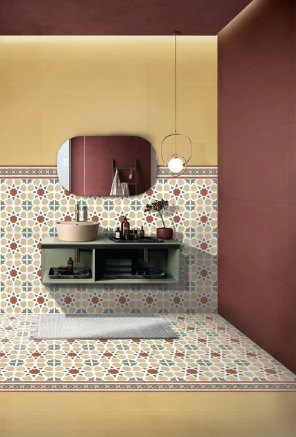 Colorful geometric bathroom wall tiles