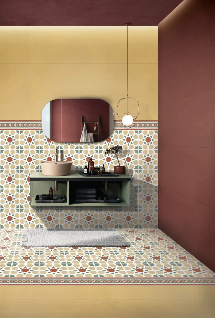 Colorful geometric bathroom wall tiles
