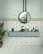Vintage floral patterned bathroom tiles