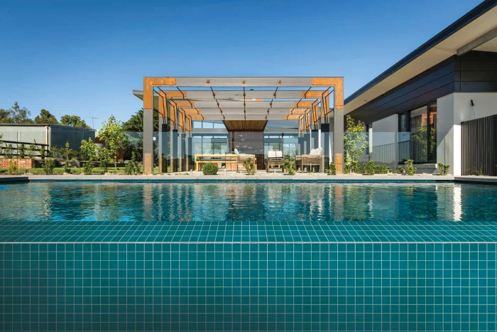 Blue swimming pool tiles