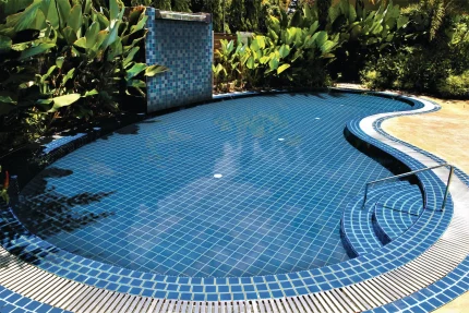 Blue mosaic swimming pool tiles