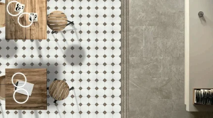 Vintage café-style tiled flooring